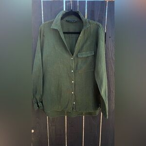 Zara Olive Green Button Down Shirt
